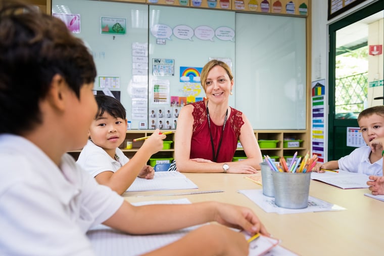 Teacher and students