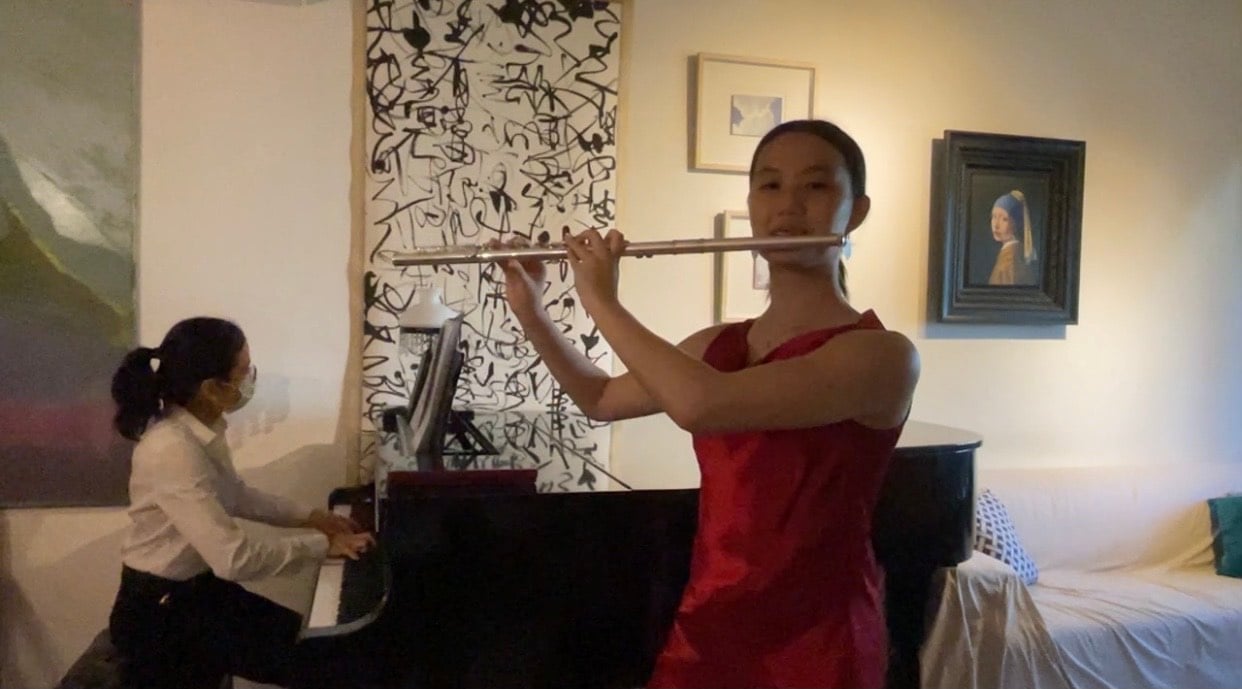 Rebecca performing on her flute