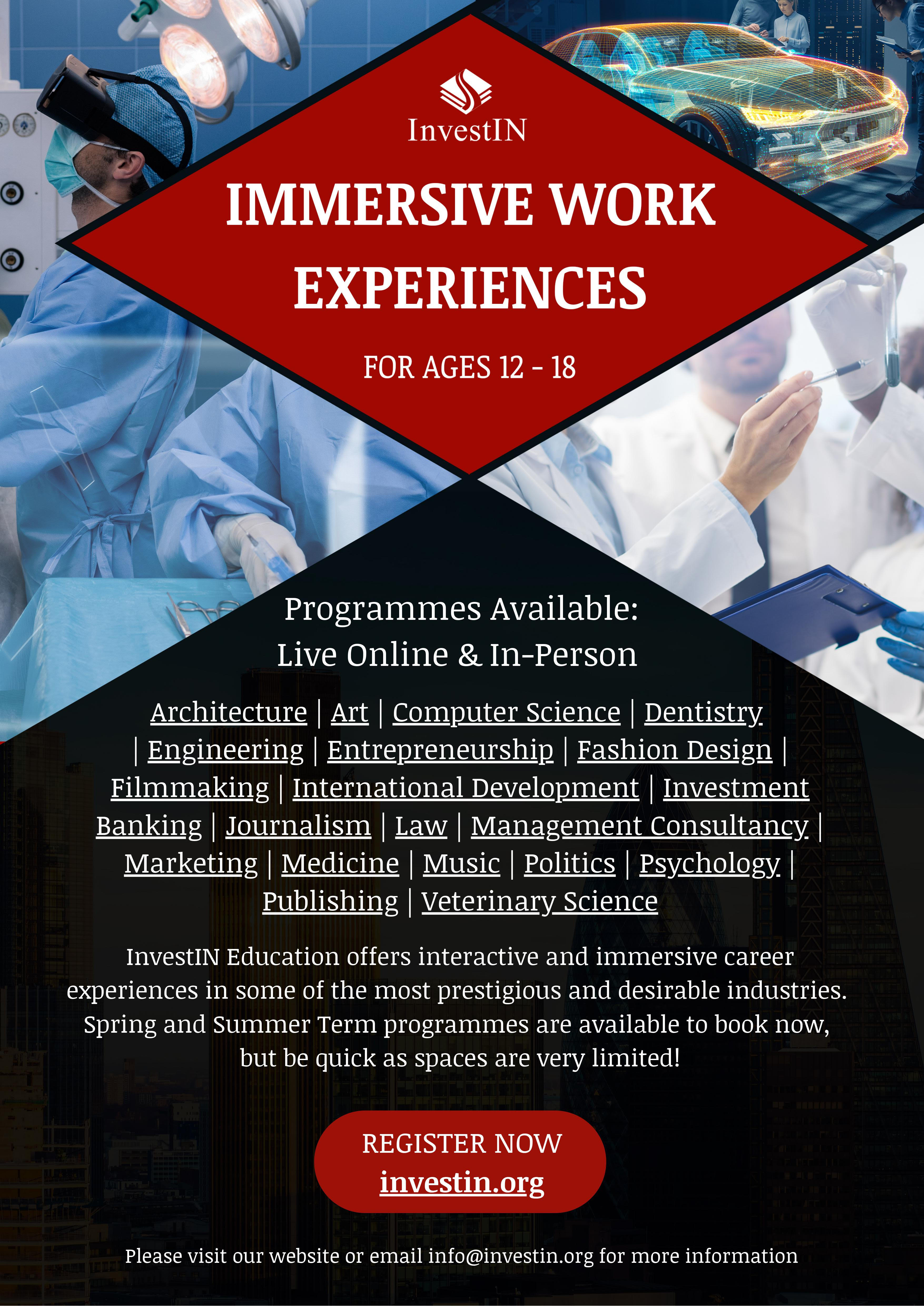 Investin Work Experiences poster